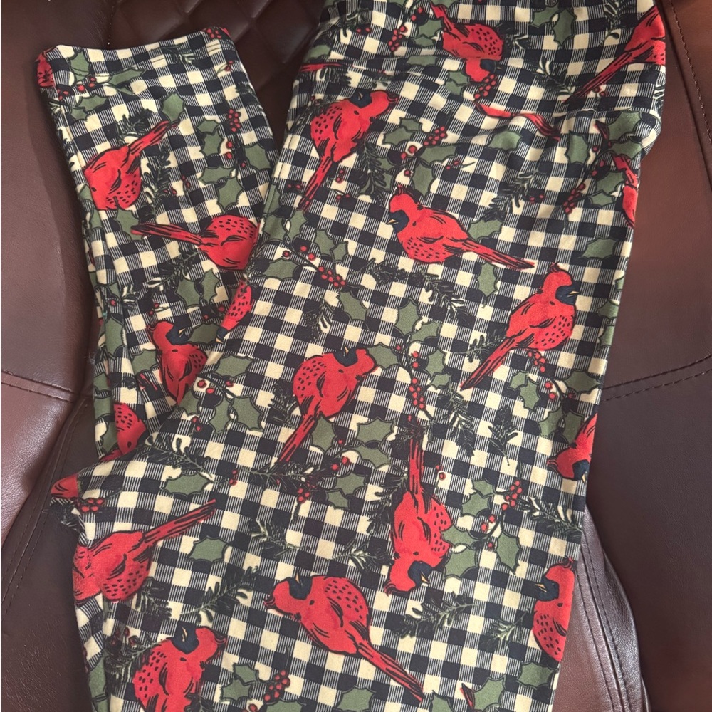 LuLaRoe Floral and Plaid Leggings TC2